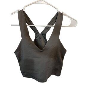Alo Yoga Gray V-Neck Crossback Sports Bra M